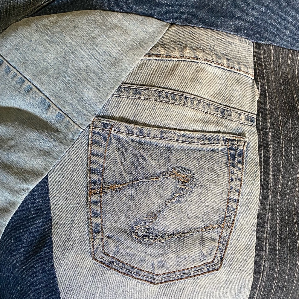 Sold!!!!OOAK Vintage 80’s Home Collection Denim Blue Jean Pillow Pocket Quilted - Picture 4 of 6